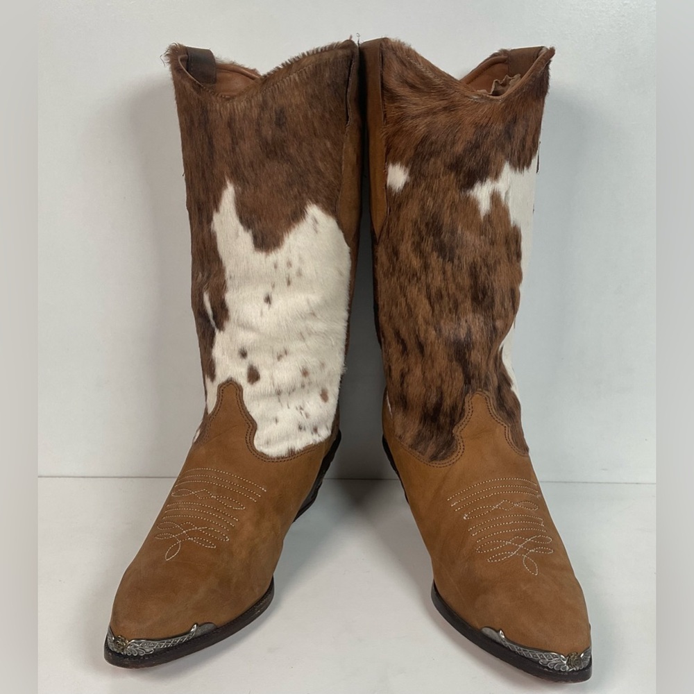 Vintage Zodiac Calf Hair On Cowhide Pony Cowgirl Boots 7.5 M Nubuck Suede - Picture 9 of 16